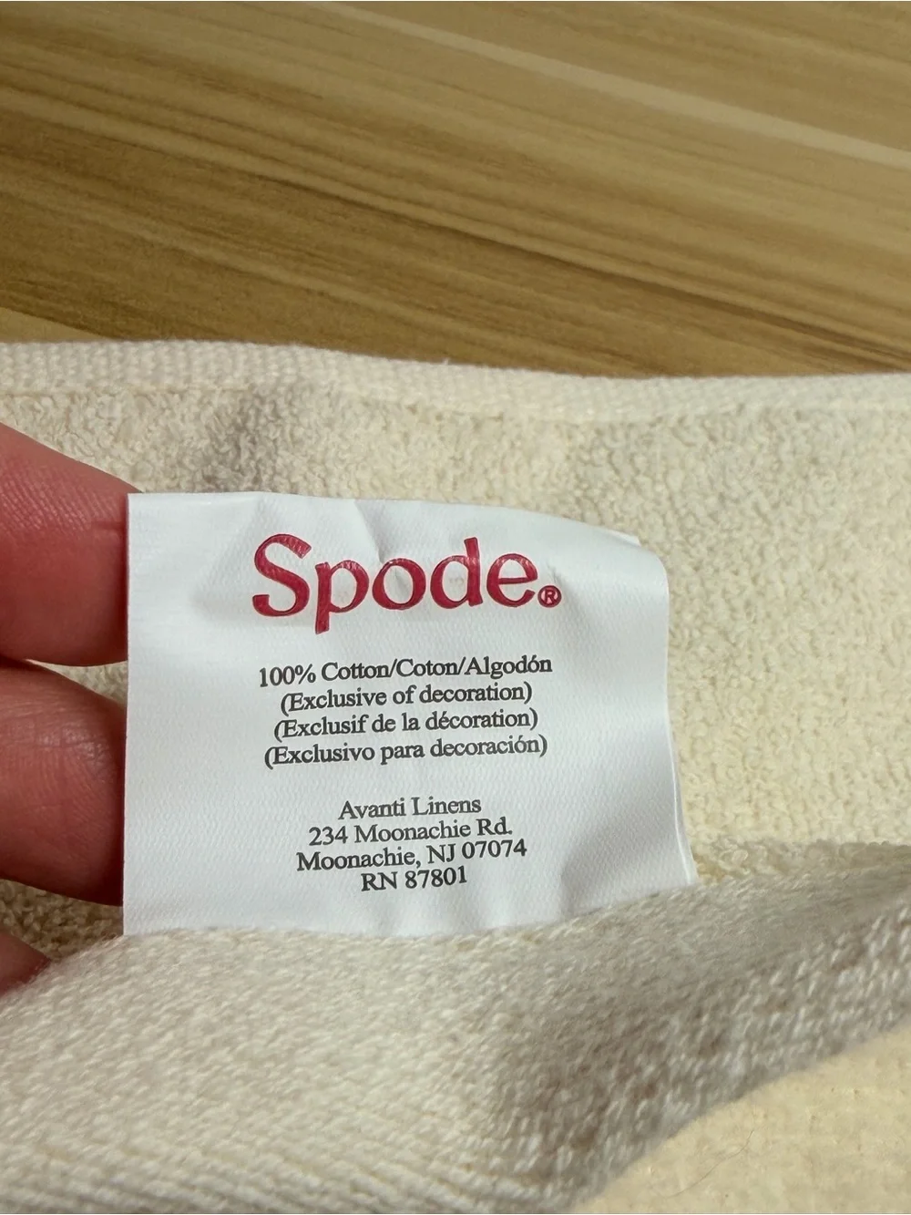Spode Cream 100% Cotton Hand Towels Set of 2 Christmas Tree Holiday New